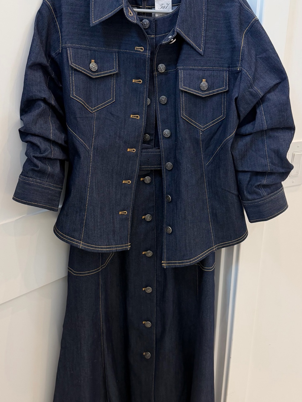 NEW Cinq A Sept Cezanne Denim Dress w/ matching scrunched Canyon Jacket sz 10